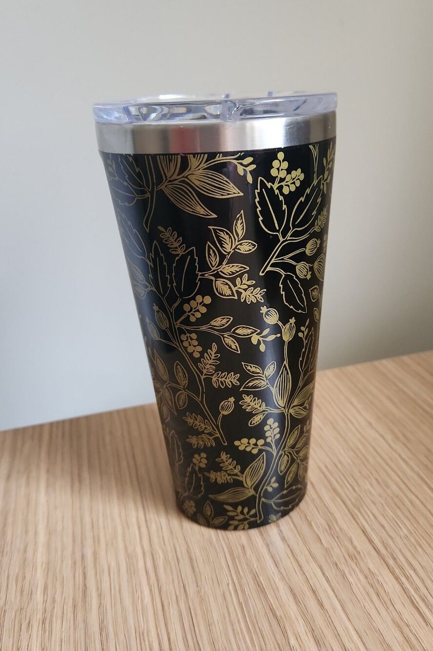 Corkcicle Rifle Paper Co. Black & Gold Floral-Print Insulated Tumbler 16oz